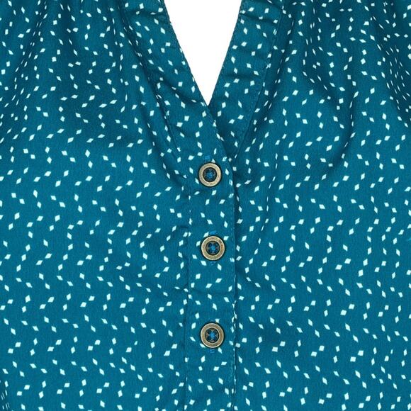 CW Classics Blouse Long Sleeve Green / White Speckles Size M - Picture 3 of 10
